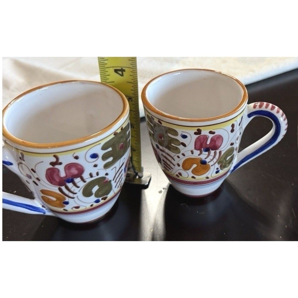 Lot of 2 Vintage Handmade In Italy, Coffee‎ Mugs hand painted